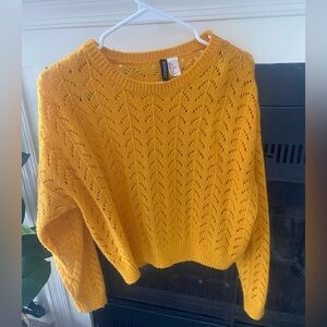 Sunny yellow crocheted sweater small